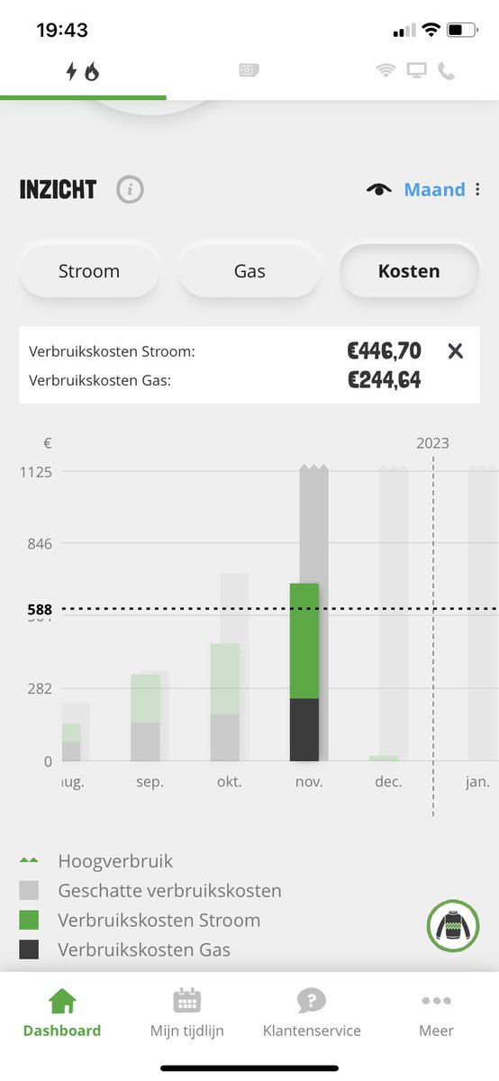 Margaretedejong's tweet photo. Linkerfoto is mail met kosten november en rechts is app met kosten november. Toch apart zo’n verschil ondanks slimme meter?!? #budgetenergie #energierekening https://t.co/RzNIADHTra