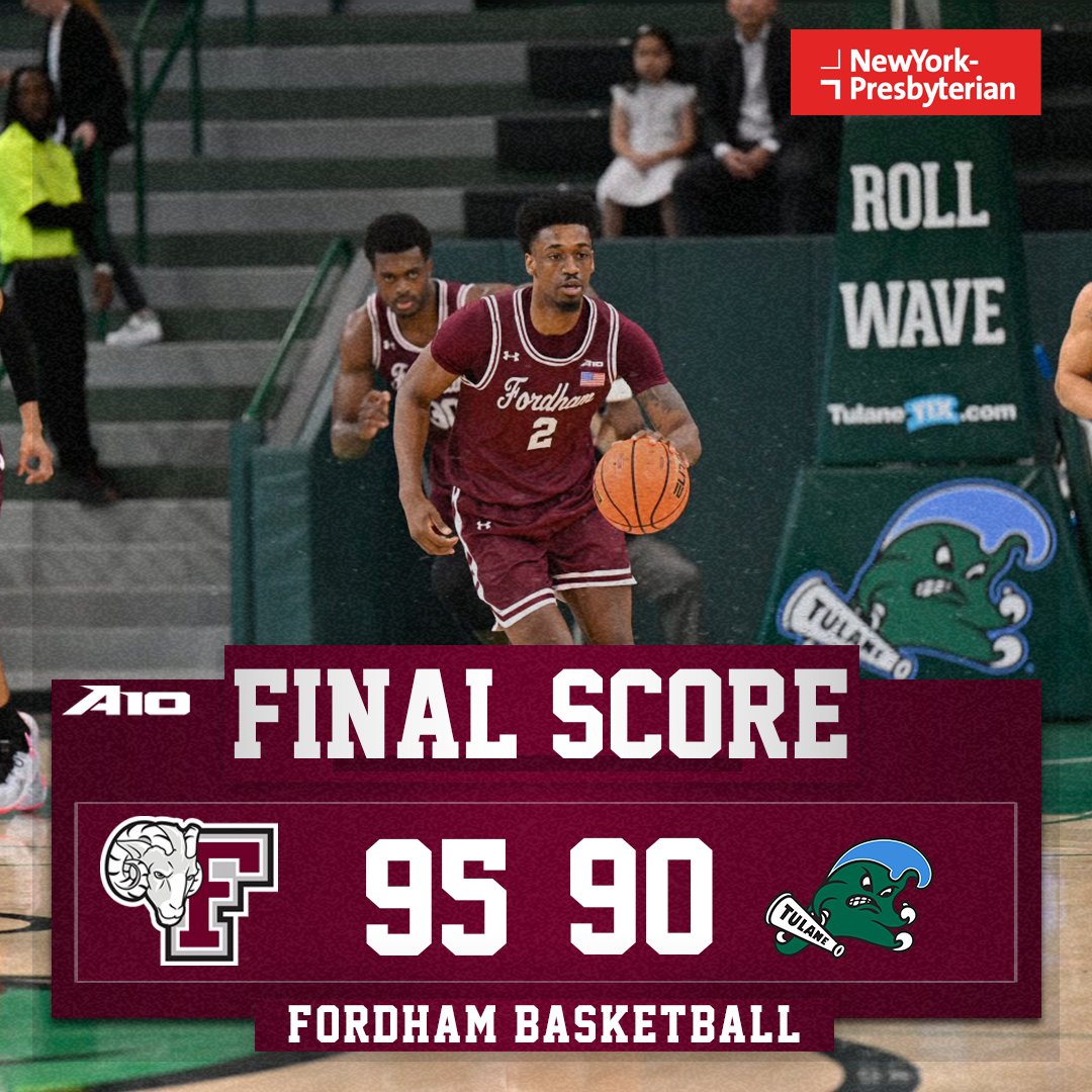 THE RAMS ARE HEADING BACK TO NY WITH A W!!!!!

Fordham takes down Tulane for its highest rated road win since 2017!

📸 Craig Boudreaux