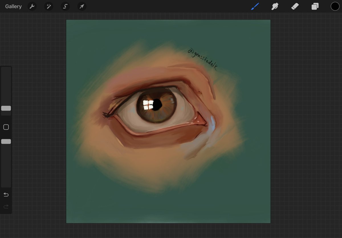 Grassfedelk's tweet photo. Did this eye study from Sinix Design’s “Anatomy Quick Tips: Eyes” YouTube video. I’m actually quite proud of it. https://t.co/gugv9nwDt8