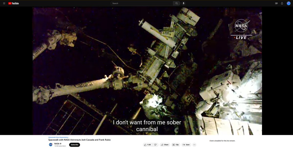Watching the NASA live stream with auto-captioning makes for a viewing experience more horrifying than intended.