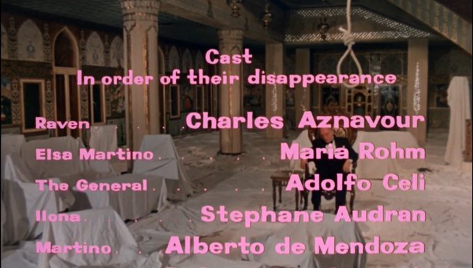 Ten people are invited to a hotel in the Iranian desert, only to find that an unseen person is killing them one by one. Could one of them be the killer?
Director
Peter Collinson
Writers
Harry Alan Towers(screenplay)Agatha Christie(novel)Erich Kröhnke
Stars
Oliver Reed- Elke Sommer- Richard Attenborough