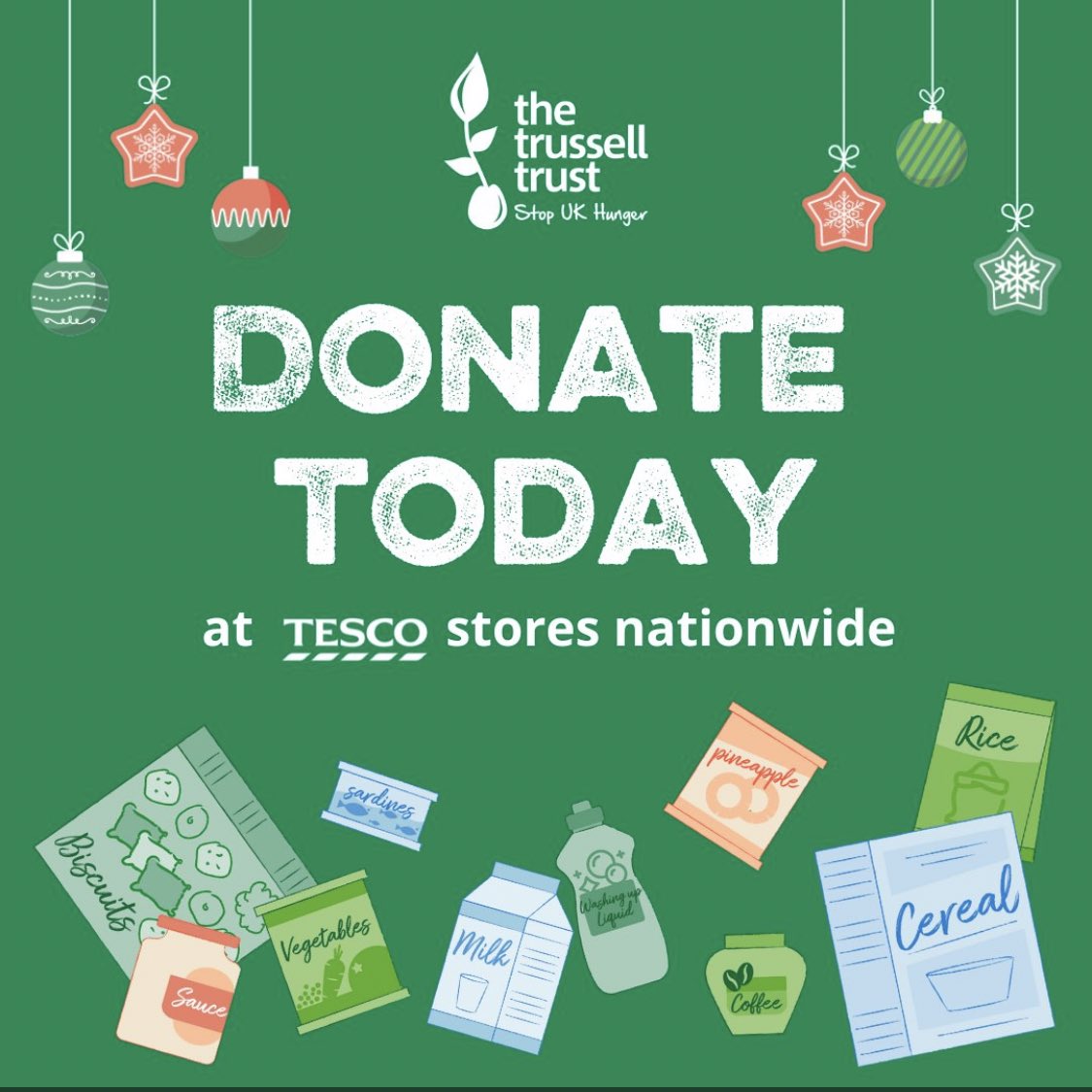 WarringtonFB's tweet image. There’s still time to donate food to us in @Tesco stores until they close today (3 December).

All donations will help us provide emergency food parcels to people in need this winter. Head to your 
local store to support us. #EveryCanHelp #SaturdayThoughts