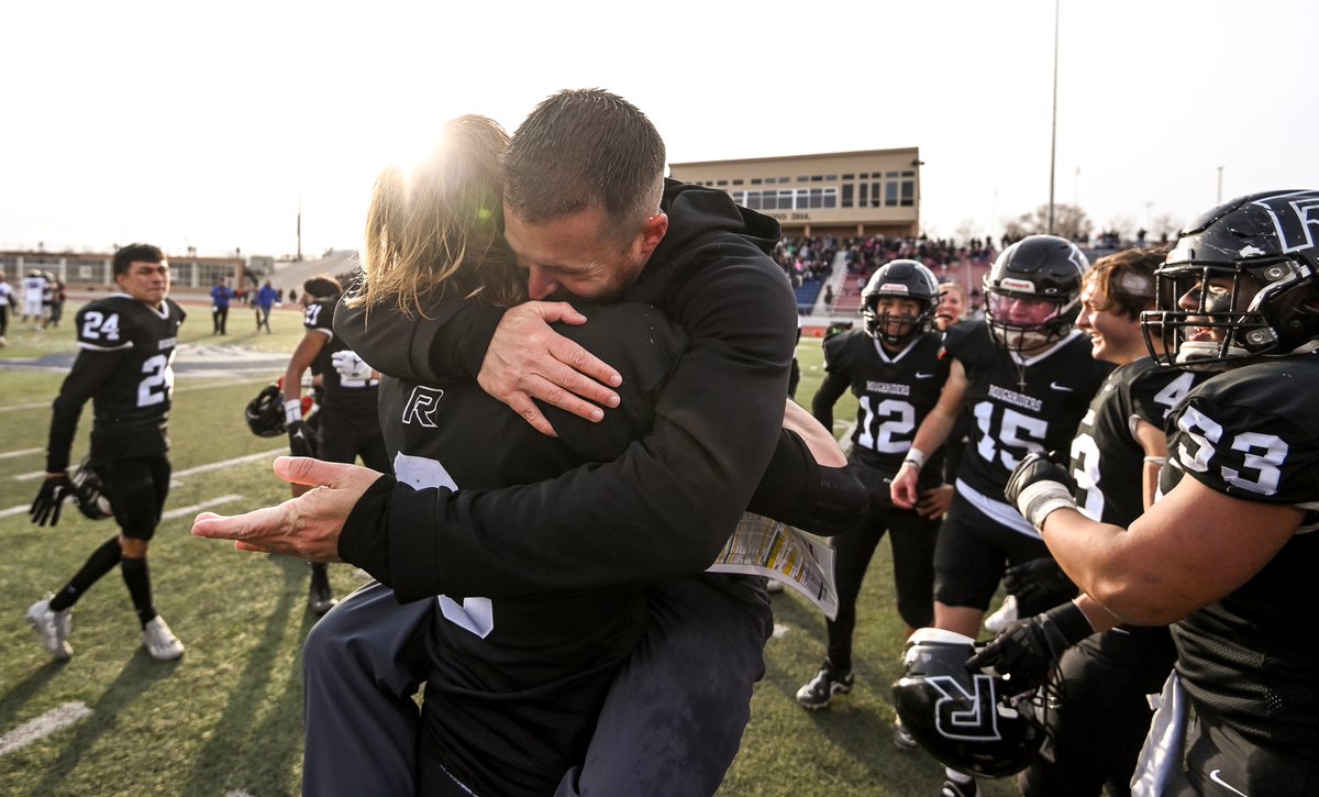 AlexMcIntyre520's tweet photo. A few celebration frames from this afternoon as the Roosevelt Rough Riders defeat the Lutheran Lions 34-24 to claim their first-ever football state title. More photos at https://t.co/Z1Lie5drGS and in tomorrow's paper | 📸 for @GreeleyTribune @gtribsports #weldpreps #copreps https://t.co/Ee80h7KZBX