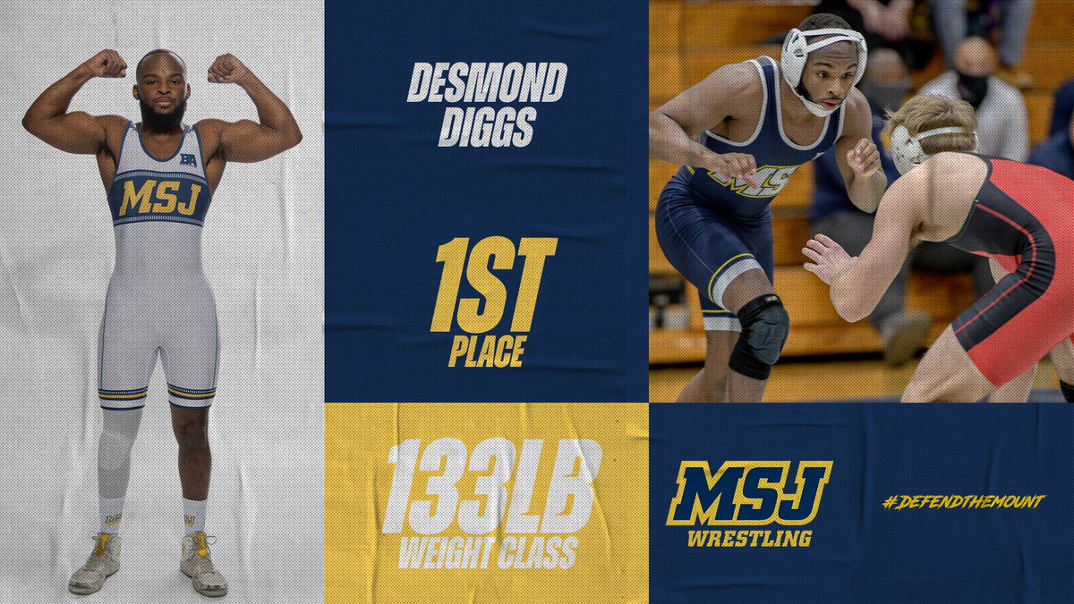 Mount St. Joseph University Athletics (@msj_athletics) on Twitter photo 🤼♂️ | Desmond Diggs of <a href="/msjwrestling/">MSJ Wrestling</a> earned 1st place in the 133lb weight class at the Ohio Northern Invitational! Diggs finished the day a perfect 5-0 including a pair major decision victories!
#DEFENDtheMOUNT #MountUp
#ClimbHigher #HeartOfD3 🤼♂️ | Desmond Diggs of <a href="/msjwrestling/">MSJ Wrestling</a> earned 1st place in the 133lb weight class at the Ohio Northern Invitational! Diggs finished the day a perfect 5-0 including a pair major decision victories!
#DEFENDtheMOUNT #MountUp
#ClimbHigher #HeartOfD3
