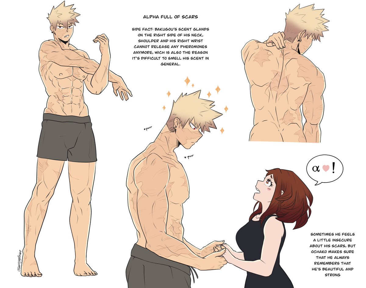 sunnyxplace1's tweet photo. So some of you were a little curious about Bakugou‘s scars in my a/b/o Au, so have a better look of them 🤭💕

Ochako loves him with and without them, it doesn’t matter to her💕
#kacchako #bakuraka https://t.co/fzCqAmVm6z