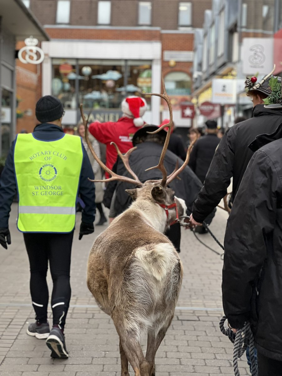 WindsorRotary's tweet photo. Windsor St George Rotary Club members offering support for a fantastically festive weekend of fun! 

Meet and greet with Santa, come meet real reindeer, it's time to enjoy some festive tales in The Yards

#RotariansInAction #windsoryards #guidedogsuk #visitwindsor https://t.co/meXYGSCAiN