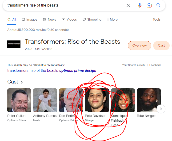 zomneack's tweet photo. On an unrelated note, while I was checking to make sure I got the title correct for when I was making this quote, I stumbled upon the voice cast for the #TransformersRiseoftheBeasts and I found out Pete Davidson is in this movie...??? :skull: https://t.co/pOEwv7dWC2