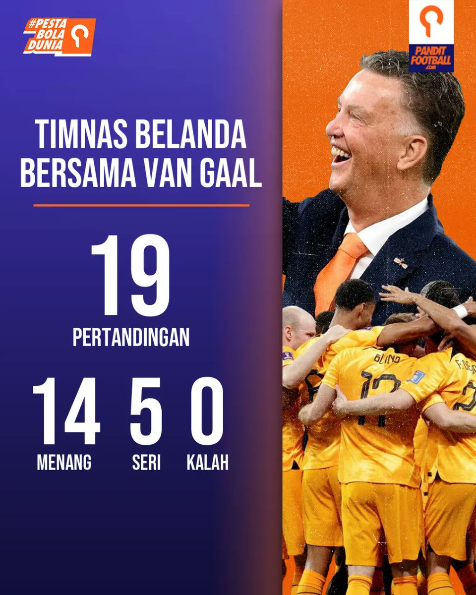 panditfootball's tweet photo. Apa itu kekalahan?

Rekor sempurna Louis van Gaal setelah kembali menukangi Belanda pada 2021. Trofi Piala Dunia 2022 jatuh ke tangan Belanda? 👀 https://t.co/vuFRlzswhc