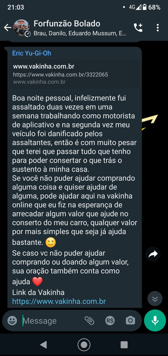 RaphaelAntares's tweet image. Pessoal, um amigo pessoal meu está passando por um perrengue bem complicado.Ele foi assaltado duas vezes essa semana e está sem o carro pra poder trabalhar. Se puderem, por favor, doar nem que seja uma quantia pequena, já ajuda

vakinha.com.br/3322065
#ajuda #socorro #Emergencia