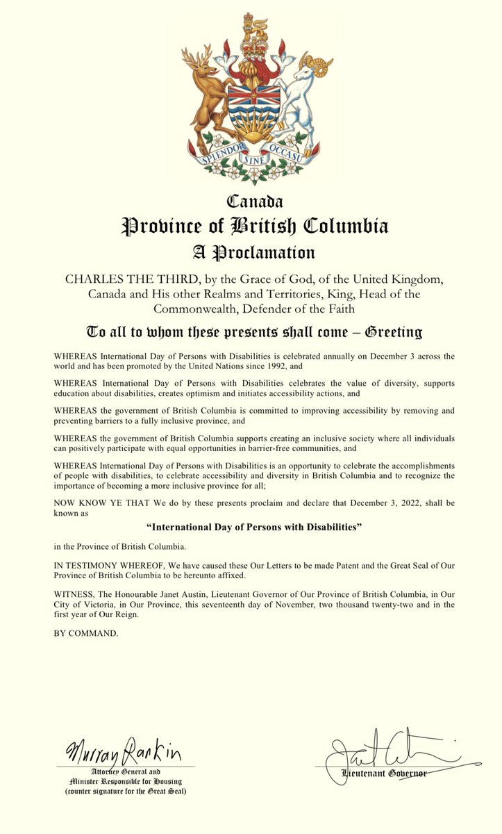 On International Day of Persons with Disabilities, I congratulate all for their contributions that are helping to make BC an #inclusive, #accessible and welcoming place to call home. Together, we are working towards a barrier free BC.  #AccessAbility  #IDPWD2022 #bcpoli
