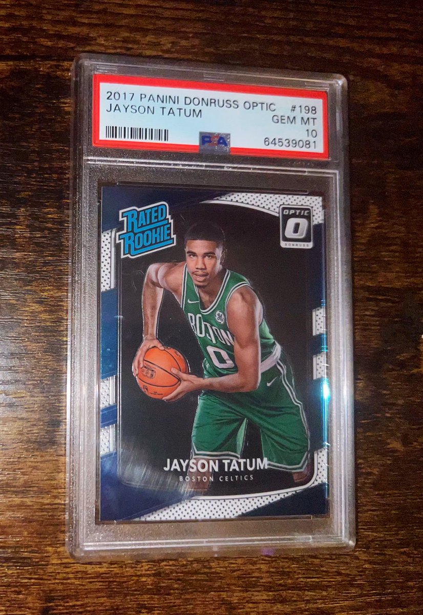 PrizePicksPapa's tweet image. 🚨 GIVEAWAY W/ PAPAS PULLS 🚨

Giving away a Donruss Optic Rated Rookie Jason Tatum graded PSA 10! 🔥

To enter just LIKE/RT ♥️ 🔁
(Must be following @PrizePicksPapa)

GOOD LUCK 🍀

#Panini #TheHobby #Giveaway #TradingCards #Collectible #NBATwitter  #FREEmium #TheHobbyIsAlive