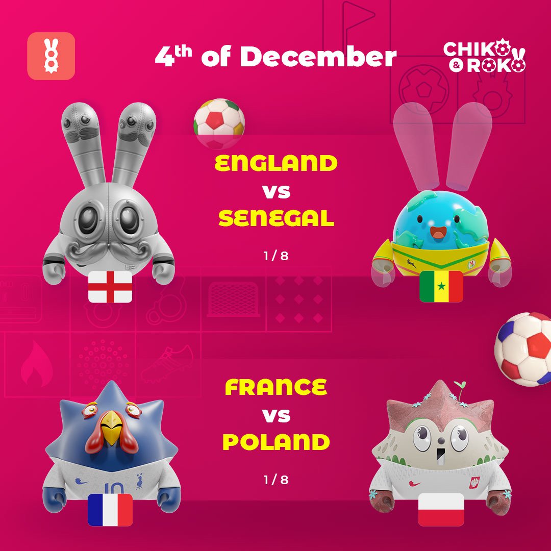 rtoysapp's tweet photo. Hello, everyone! Check out timetable for 04/12:

France 🇫🇷 + Poland 🇵🇱 - 7PM GMT+4

England 🏴󠁧󠁢󠁥󠁮󠁧󠁿 + Senegal 🇸🇳 - 11PM GMT+4

Have you already made your bet? Now is the best time to do it! https://t.co/ICcU4bgvVS