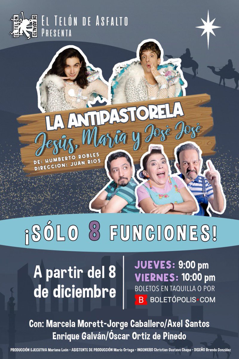 Antipastorela's tweet photo. Así está la cosa, estos Arcángeles Millennial @Axel_SantosC @jorgellero_ vienen a cumplir una tarea divina, y a Cuautitlán llega un nuevo José @oscarortizdp Nuestros adorados @LaMorette @galvanactor y equipo de producción, los recibimos con emoción #antipastorela2022 https://t.co/x1YobC0FZY