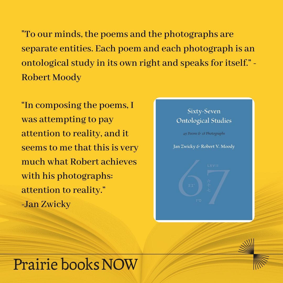 "In composing the poems, I was attempting to pay attention to reality, and it seems to me that this is very much what Robert achieves with his photographs: attention to reality.” 
-Jan Zwicky, Sixty-Seven Ontological Studies (<a href="/FHBooks/">Freehand Books</a>)

prairiebooksnow.ca/articles/view/…