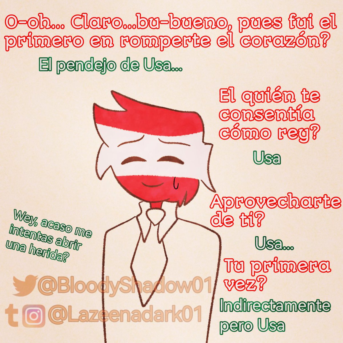 BloodyShadow01's tweet photo. (3/4) Reencuentro? Chales no se porque siento algo de penita
#countryhumans #countryhumansmexico #countryhumansaustria #ausmex https://t.co/lHwPE2N1DY