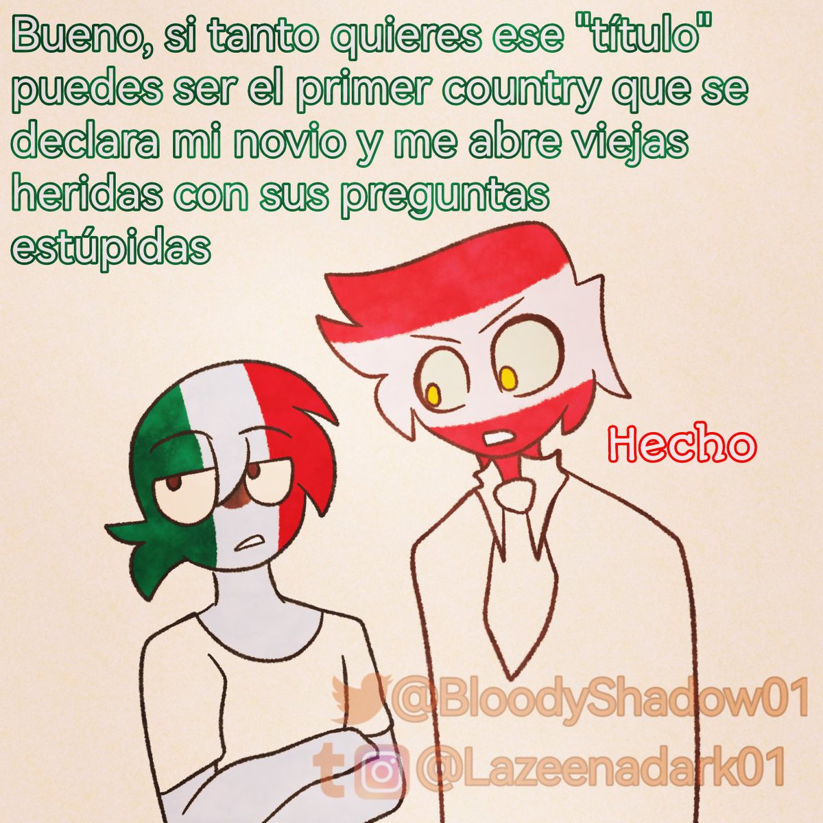 BloodyShadow01's tweet photo. (4/4) Reencuentro? Hmm me recuerda a un cierto calvo...
#countryhumans #countryhumansmexico #countryhumansaustria #ausmex https://t.co/pHYHhBwTv3
