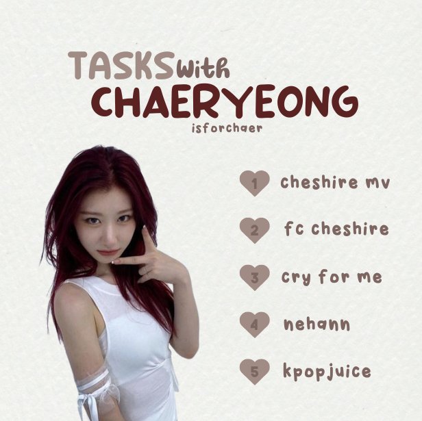 isforchaer's tweet photo. 📋 | tasks with chaeryeong

• les dejo este bingo para aumentar el br, stream y votos de chaeryeong. indicaciones y links abajo

있지 채령 #있지 #채령 #ITZY #CHAERYEONG @ITZYofficial https://t.co/56M8GLXOvS
