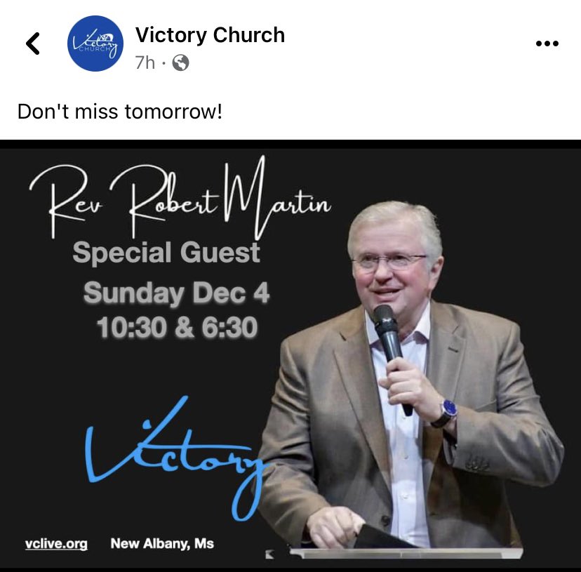 Excited to preach in New Albany, Mississippi tomorrow for Pastor Mark Bishop and Victory Church! God is faithful . . .