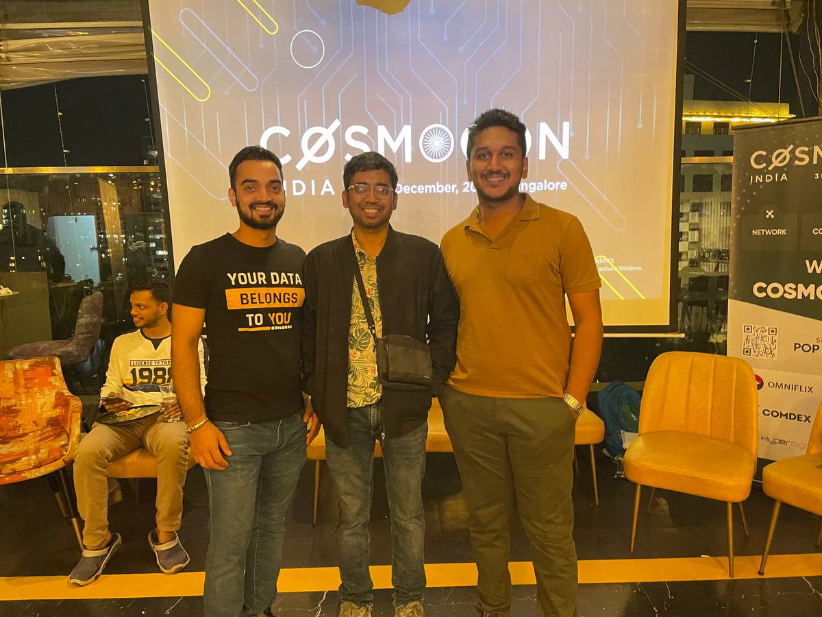 The_RajPatil's tweet photo. Thank you @CosmoconHQ for making it and gathering all #cosmosbuilders together. It was really nice talking with all builders in #cosmos
#cosmoconindia #web3 #IBC
#CosmosEcosystem #Blockchain https://t.co/o6CPZfm8fV