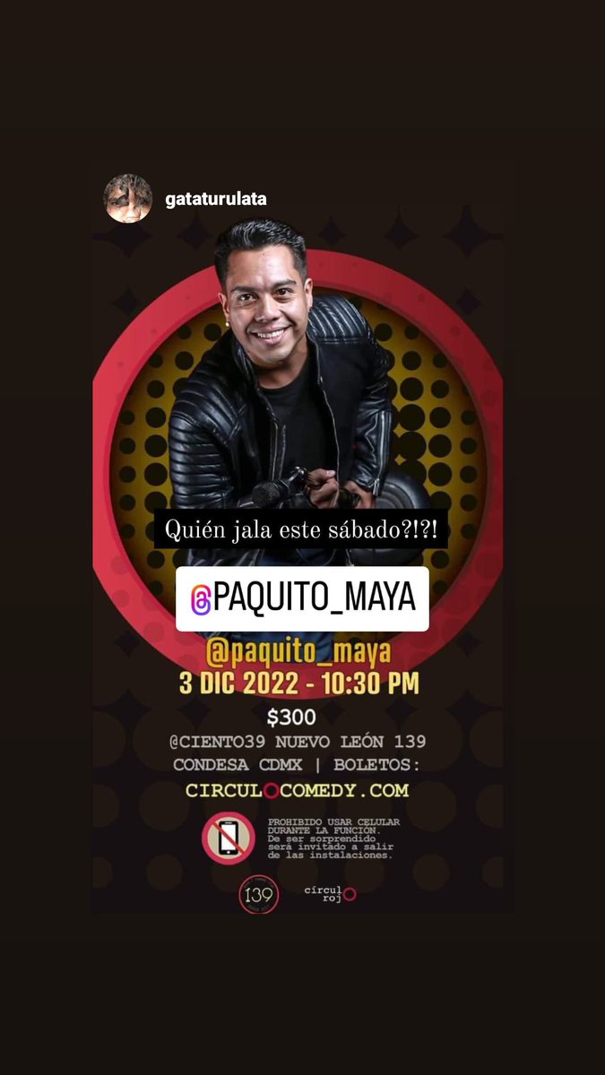 Paco Maya (@paquito_maya) on Twitter photo Ya es hoy banda, allá nos vemos , y a festejar <a href="/turati_m/">Mariana Turati</a> circulocomedy.com/events/paco-ma… Ya es hoy banda, allá nos vemos , y a festejar <a href="/turati_m/">Mariana Turati</a> circulocomedy.com/events/paco-ma…