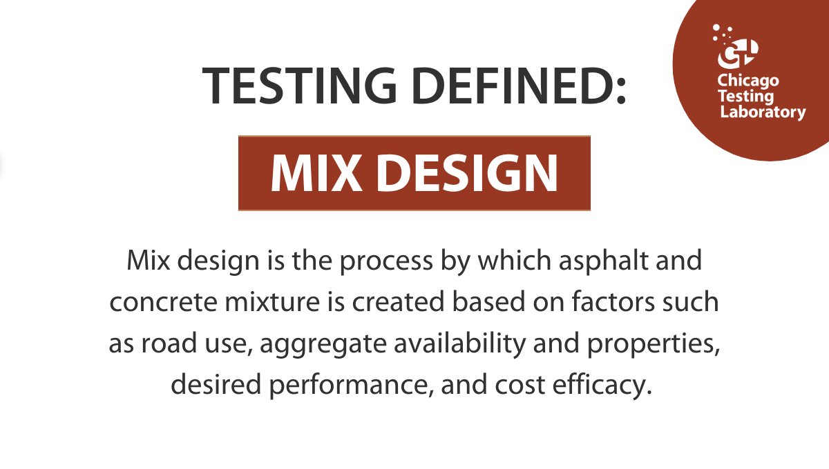 CHITestingLab's tweet image. Mix design is one of the most important factors for road construction that is safe, lasting, and cost-effective. Have questions about YOUR mix design? Start here! chicagotestinglab.com/contact/

#CTL #ChicagoTestingLab #MixDesign #HMADesign #HMA #Concrete
