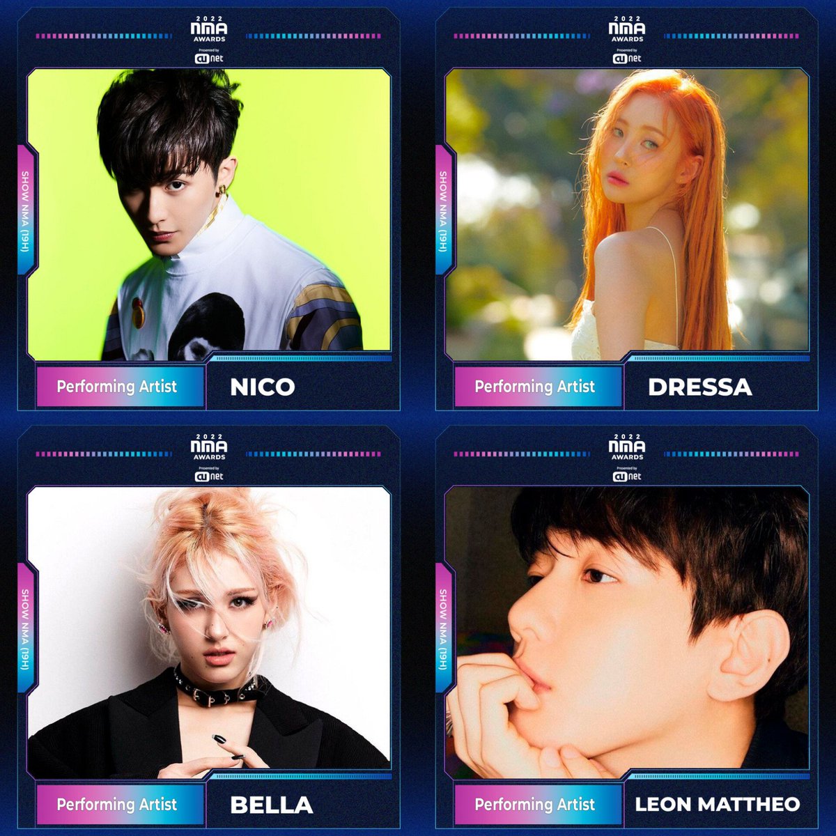 ARION_ent's tweet photo. 🔹ARION ENTERTAINMENT
KYNESIS EM PESO!!! O grupo New Young e os solistas Nico, Dressa, Bella e Leon Mattheo, estão confirmados na 1st lineup do NMA 2022 🐬
#NEWYOUNG #NICO #DRESSA
#BELLA #LEONMATTHEO @ARION_ent https://t.co/jC2jZaxkOL