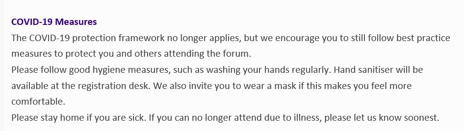 Measures, what measures? One paragraph in an email and some token hand sanitizer doesn't work. #GSNZ2022 <a href="/GeoscienceNZ/">GSNZ</a> - We need to step up our covid-19 safety game at conferences to protect each other.