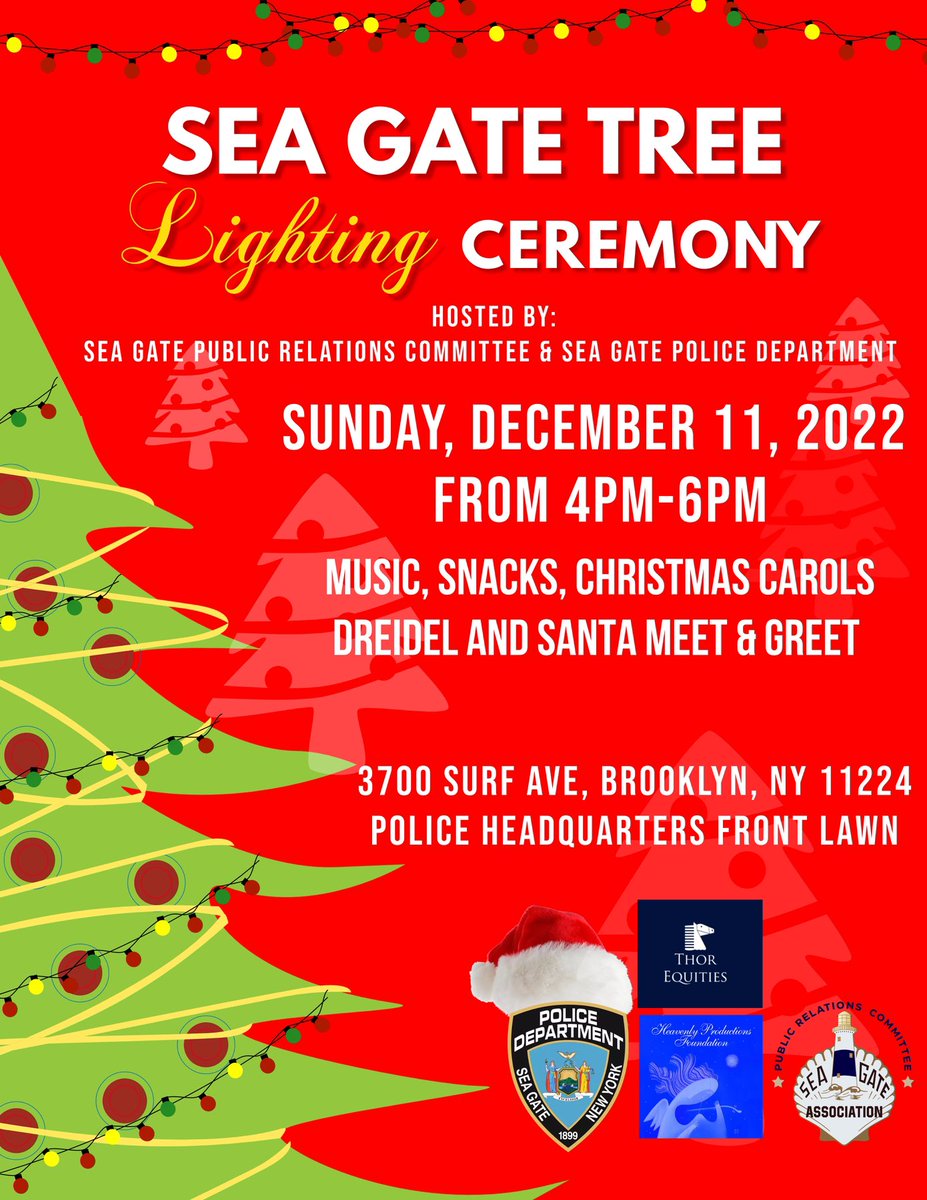Help us kick off the 2022 holiday season, in Sea Gate with the annual tree-lighting/ giveaway event!🎄

We thank the Heavenly Productions Foundation &amp; Thor Equities for their generous donation.