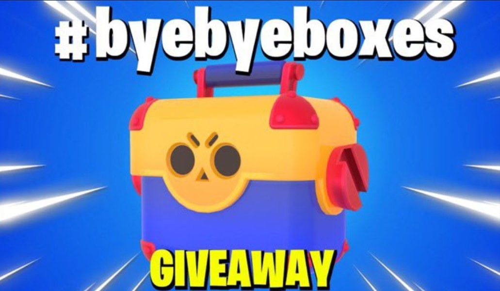 LilUkawaa's tweet photo. Time to say #byebyeboxes 
Giveaway of x5 MegaBox Per x5 links(lucky winner might get 200)
Participate :
✅ Follow @Revised009 &amp; @UkawaaIsntGiven
✅ Retweet + Like
✅ Mention your 2 friend &amp; comment 1 favourite brawler

Winners Will Be Announced After 5 Week Good Luck!
#BrawlStars https://t.co/TA4UBakHWI