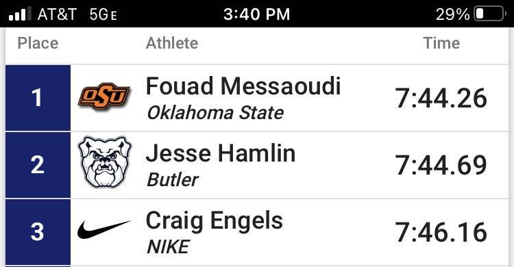 Stupendous run by Jesse Hamlin, and arguably best in ⁦<a href="/butlerXCTF/">Butler XC/T&F</a>⁩ indoor track history. Hamlin beat pro Craig Engels, a former USA 1500 champ, and set ⁦<a href="/BIGEAST/">BIG EAST Conference</a>⁩ record while climbing to 14th in collegiate history (tied with Galen Rupp).