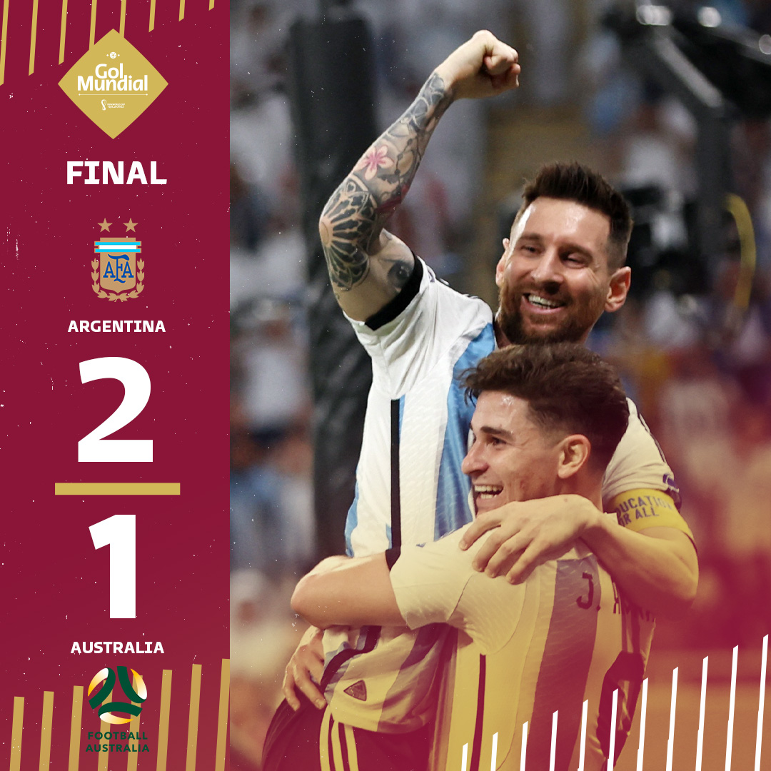 Gol's tweet photo. #ARG alcanza los cuartos de final ante una combativa #AUS

#GolMundial https://t.co/mEmwuRTmJz