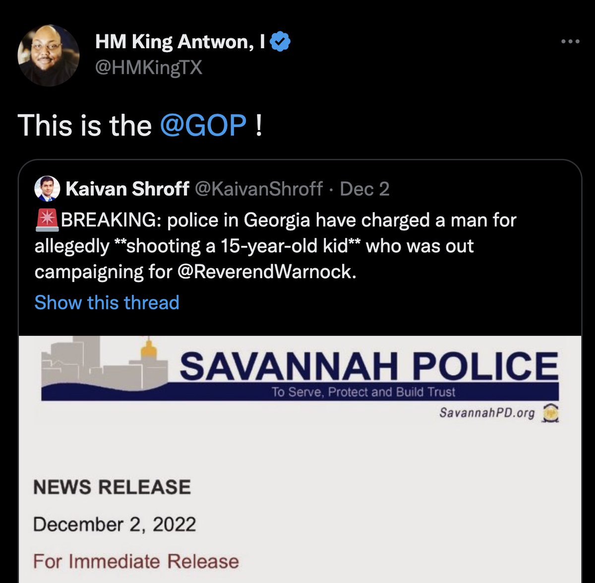 MrAndyNgo's tweet image. Democrat Party operative @KaivanShroff is among those spreading a hoax that Republicans are to blame for a Georgia resident shooting a Raphel Warnock canvasser in the leg. Jimmy Paiz, the suspect, is a Democrat activist.