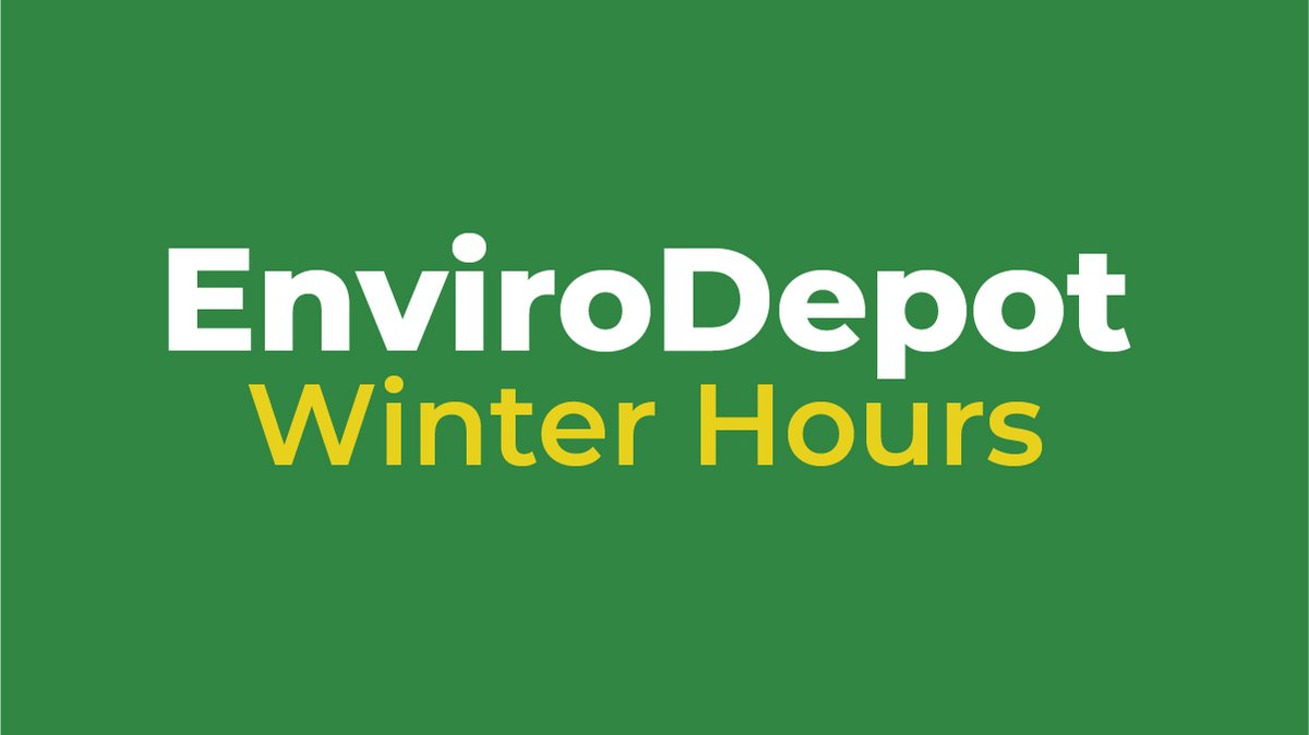 The Oxford Street and Clarke Road South EnviroDepots will begin their winter hours next week. They will be open through the winter on Wednesdays from 12 p.m. - 5 p.m. and Saturdays from 8 a.m. - 5 p.m.

Learn more about the City’s EnviroDepots at london.ca/envirodepots 

#LdnOnt