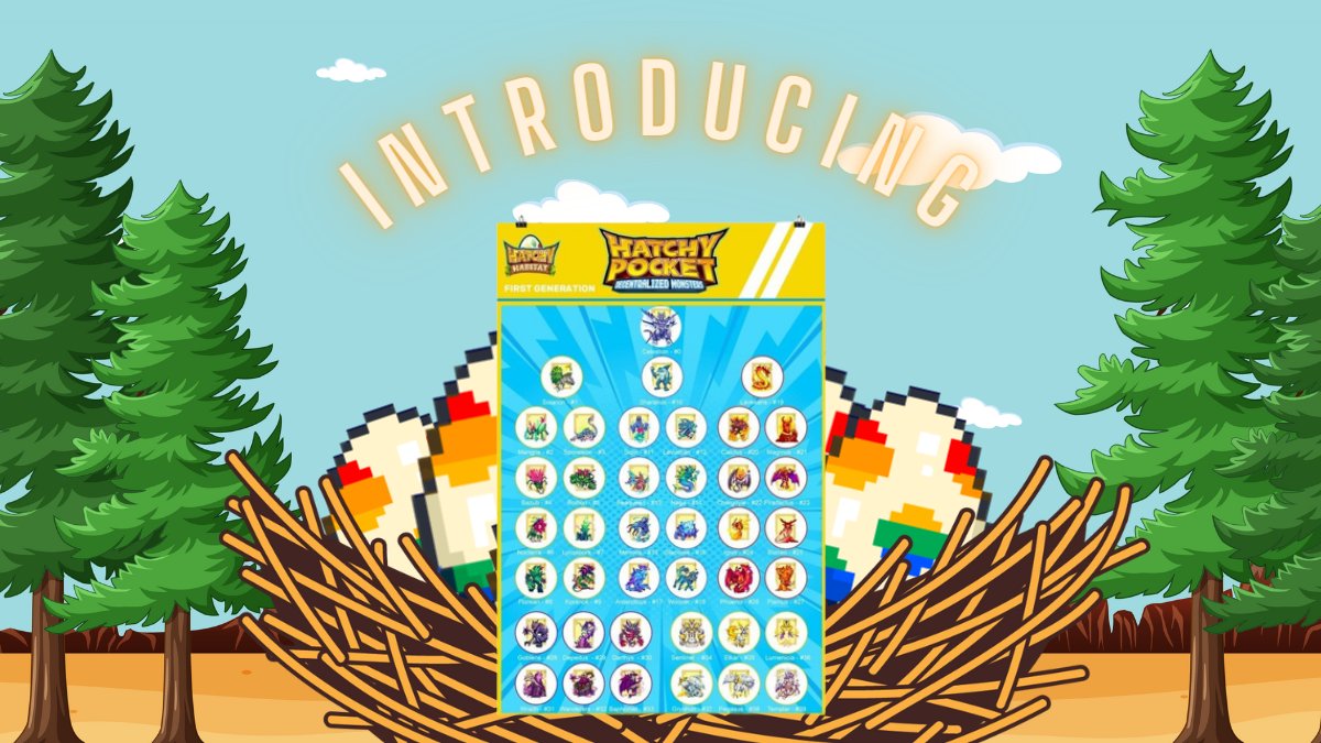 We've got a new poster featuring all of Gen 1 Hatchy Pocket 🖼️🆕

Soon we'll be releasing a newsletter. If you'd like to enter our sign up giveaway, here are the prizes 👇

1st: Gen 1 Poster + 3 Egg NFTs
2nd: 3 Egg NFTs
3rd: 1 Egg NFT

Click here to enter: forms.gle/9zVKNWKVeB5qm8…