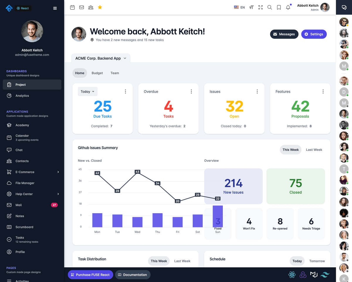 fusetheme's tweet photo. 👊Say goodbye to boring, generic admin dashboards with our Reactjs Admin Template!

https://t.co/zMjJR3lVhu

#reactjs #MaterialUi https://t.co/s3Ce5ckfnd