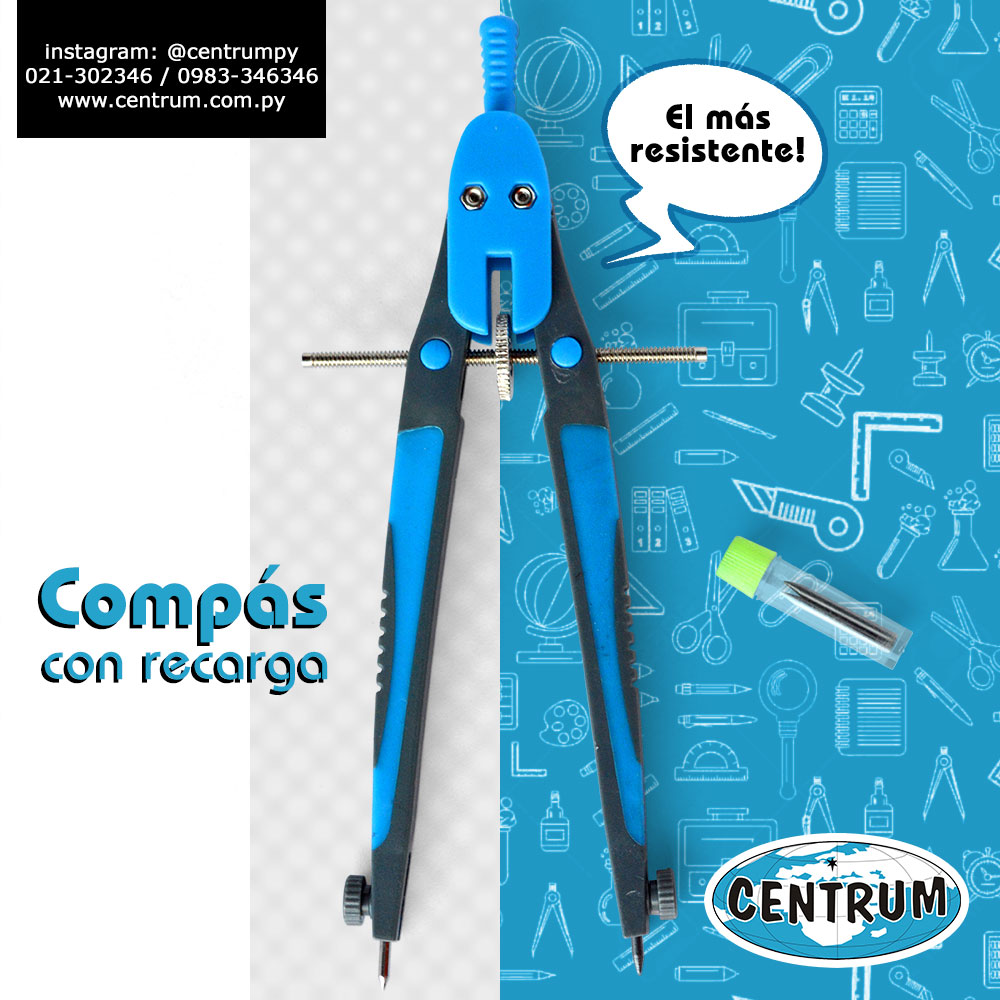 centrumpy's tweet photo. Te presentamos hoy nuestro Compás con recarga HB 🎒🏫✍️
Alta calidad alemana CENTRUM traída por GR&amp;D a Paraguay🇵🇾
Contacto mayoristas: 0983 346346
#compas #escolares #Estudiantes https://t.co/D8mxNyc8rS