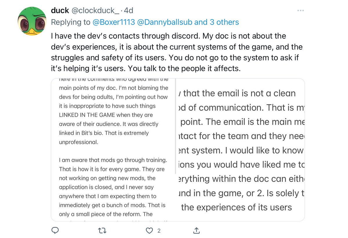 clockduck_'s tweet photo. @Boxer1113 @Flixanoa I responded to you three times, and explained why I was banned and my reasoning for talking about Bit. The reply you’re responding to right now literally has a screenshot of my first response. You didn’t reply to anything I said. https://t.co/pPE6VTpw78
