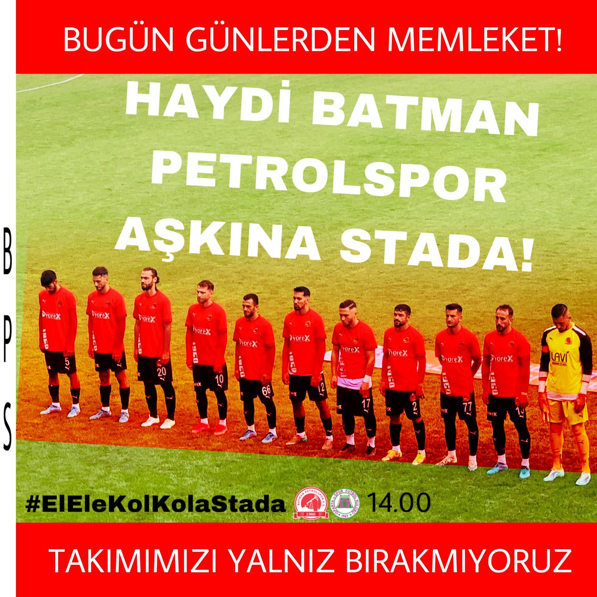 Bugün Günlerden PETROLSPOR!

Tüm Batmanlı sporsever halkımızı maça davet ediyoruz. #ElEleKolKolaStada! #BatmanPetrolspor