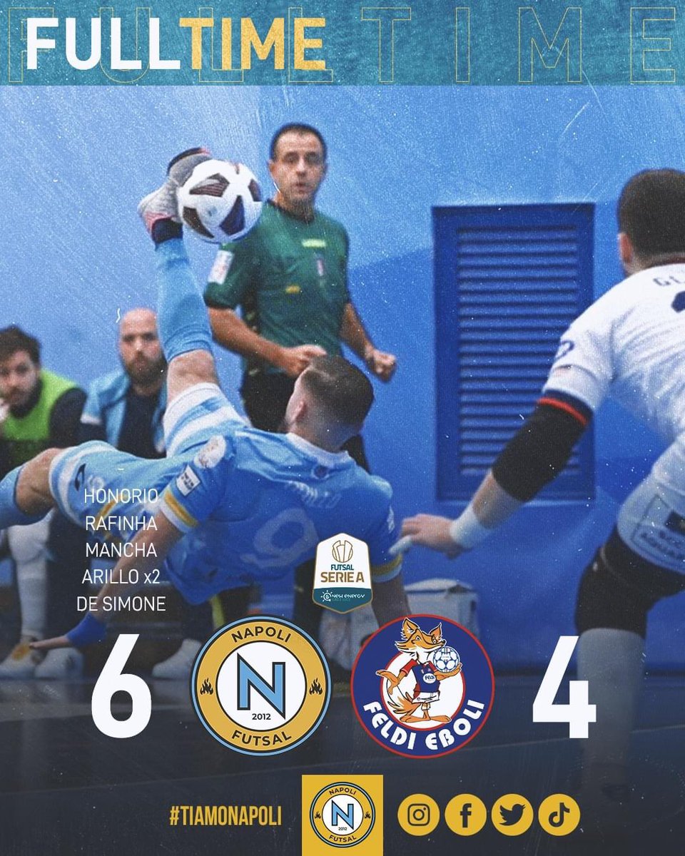NapoliFutsal's tweet photo. 𝗔𝗥𝗜𝗟𝗟𝗢 𝗦𝗛𝗢𝗪, 𝗡𝗔𝗣𝗢𝗟𝗜 𝗦𝗘𝗜 𝗨𝗡𝗢 𝗦𝗣𝗘𝗧𝗧𝗔𝗖𝗢𝗟𝗢 ‼🔥💙
👏 Un secondo tempo fantastico degli azzurri in una partita bellissima con la Feldi Eboli. E la capolista se ne va. Arillo delizia la platea con un gol da copertina negli annali del futsal.
#napoli https://t.co/GYWGRNsU4L