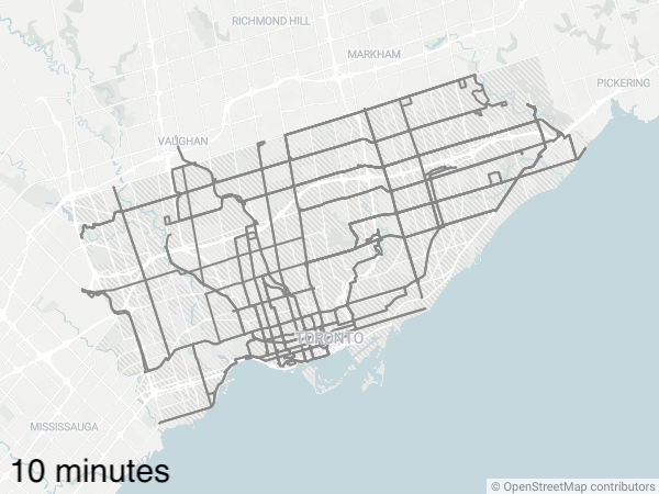 lowandhighmag's tweet photo. Using a range between 7 a.m. and 11 p.m., we've been exploring how to visualize cities' frequent networks — or lack of them.

Look at Toronto's network: a high number of routes with 10-minutes-or-better service, but oddly less than the number in the "10 Minute Network". https://t.co/cIFkuKzuN3