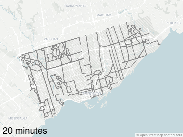 lowandhighmag's tweet photo. Using a range between 7 a.m. and 11 p.m., we've been exploring how to visualize cities' frequent networks — or lack of them.

Look at Toronto's network: a high number of routes with 10-minutes-or-better service, but oddly less than the number in the "10 Minute Network". https://t.co/cIFkuKzuN3