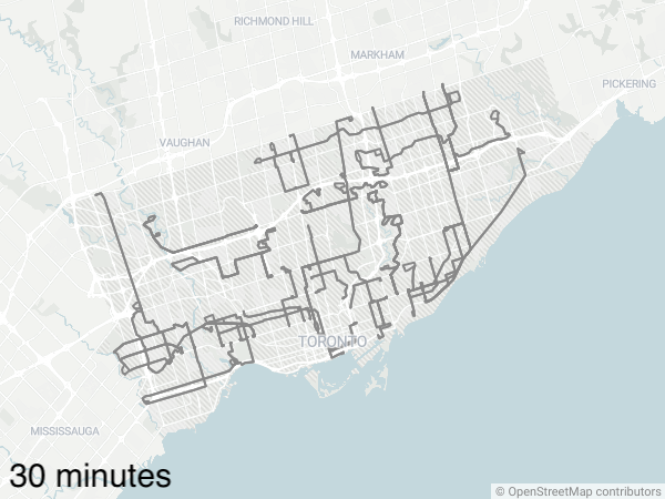 lowandhighmag's tweet photo. Using a range between 7 a.m. and 11 p.m., we've been exploring how to visualize cities' frequent networks — or lack of them.

Look at Toronto's network: a high number of routes with 10-minutes-or-better service, but oddly less than the number in the "10 Minute Network". https://t.co/cIFkuKzuN3