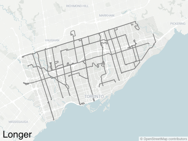 lowandhighmag's tweet photo. Using a range between 7 a.m. and 11 p.m., we've been exploring how to visualize cities' frequent networks — or lack of them.

Look at Toronto's network: a high number of routes with 10-minutes-or-better service, but oddly less than the number in the "10 Minute Network". https://t.co/cIFkuKzuN3