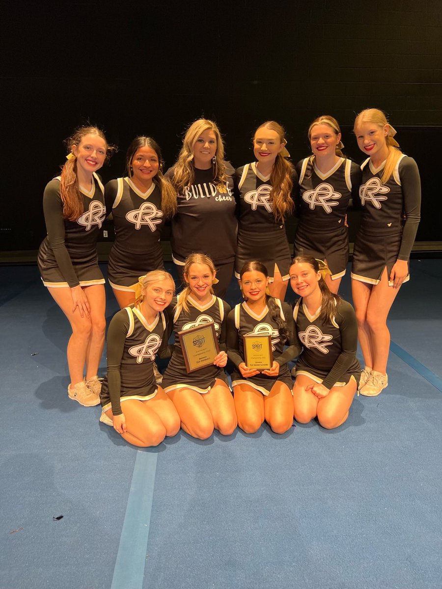 <a href="/RoyseCityCheer/">RCHS Cheer</a> takes 1st Place in 6A at McKinney Spirit Championships and won the Top Crowd Leading award! We are so proud of you!! #oneRC #letsgrowtogether #bulldogpride