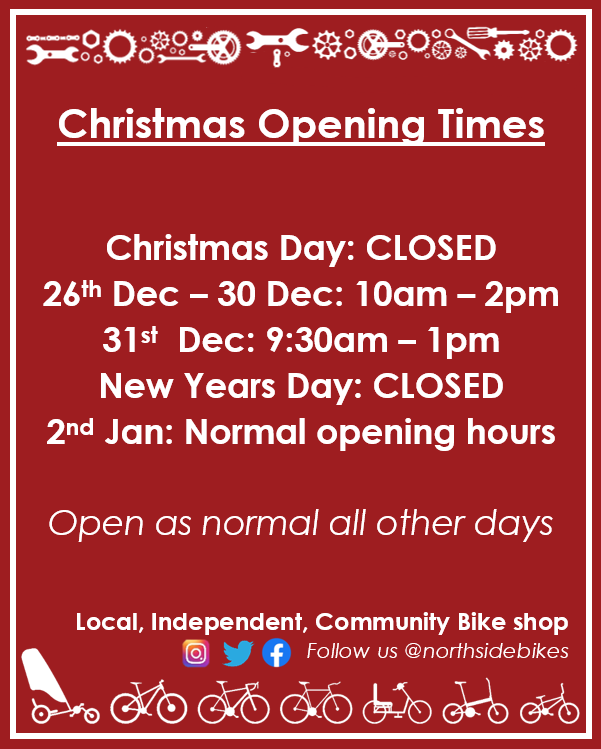 NorthsideBikes_'s tweet photo. Our opening times for Christmas and New Year!

#OpeningtTimes #IndependentLeicester #ShopLocal https://t.co/JeVB3Htj4D