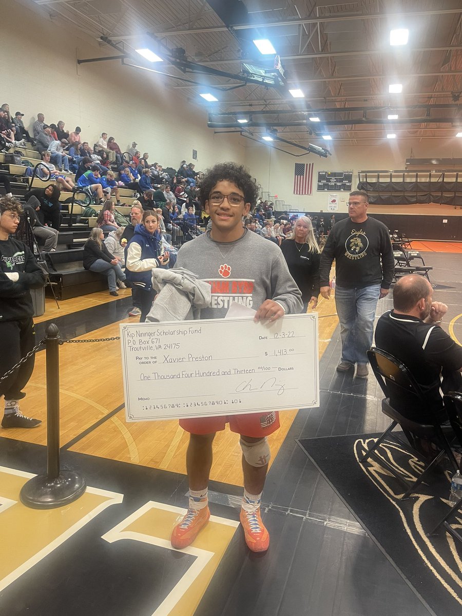 wbhwrestling's tweet photo. Congrats to @XavierP_2023 for winning the Kip Nininger Scholarship Award before the finals! https://t.co/xOOxgijGSD