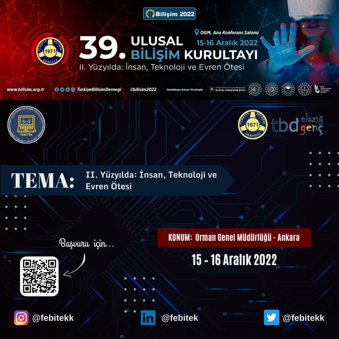 febitekk's tweet photo. FEBİTEK ailesi olarak Türkiye Bilişim Derneği'nin her yıl düzenlediği "39.Ulusal  Bilişim Kurultayı'na" 15-16 Aralık 2022 tarihleri arasında Ankara Orman Genel Müdürlüğü lokasyonunda bizler de büyük bir heyecanla katılım sağlayacağız. https://t.co/kNUWXSNxMh