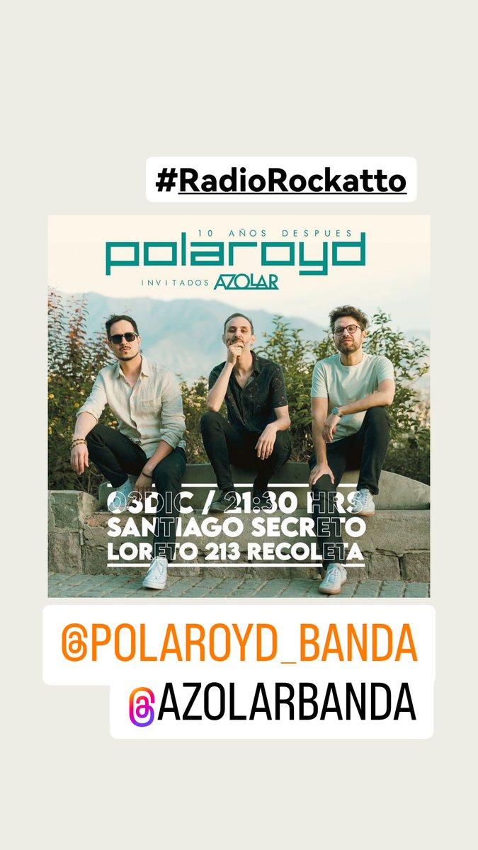 radiorockatto's tweet photo. #DalePlay @colayuta @AzolarBanda @discordiamental @SQUADCHILE @poozitunga!!! #ponleoreja @AlSurdelRock @tocatascl @Musicachilenacl @agendachilenacl @subetuflyer @IMICHILE @parlantecl @Agenda_Musical @DiscosLibresCL @IMICHILE @AgendaPanoramas @musica_popular @rockywrestling @potq https://t.co/zUb76IpOCc