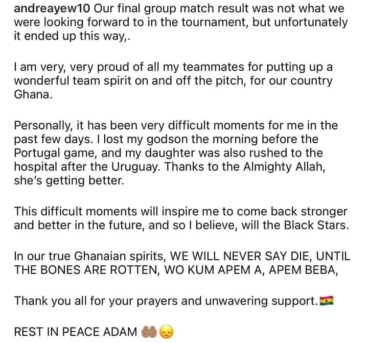 maxtvgh's tweet photo. #BlackStarsDiary | 𝐐𝐀𝐓𝐀𝐑 𝟐𝟎𝟐𝟐
Statement from Dede Ayew, Captain of the Black Stars.
#MaxTV #MaxFM #MaxOnline #FIFAWorldCupQatar2022 #MaxSports #MaxWorldCup https://t.co/UHo5i4Hl0K