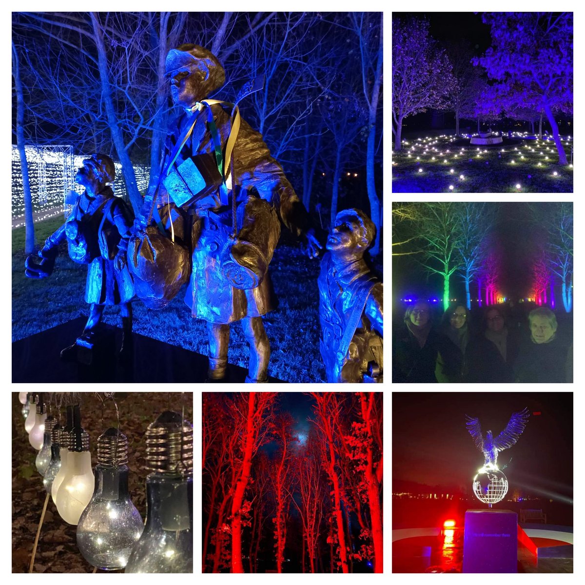Lovely to share #IlluminatedArboretum <a href="/Nat_Mem_Arb/">National Memorial Arboretum</a> with family this evening. Reflective moments #Remember #Falklands40 #UkraineWar alongside #magical colour and creativity #Jinglebells